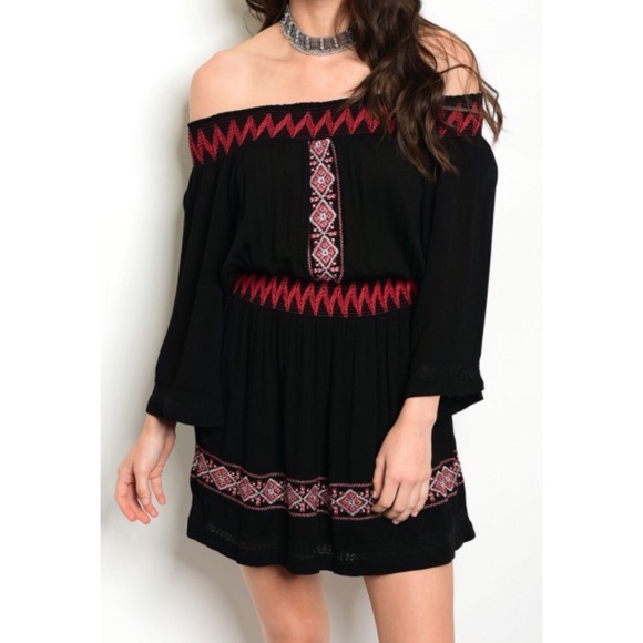 Dresses & Skirts - Black and Wine Embroidered Dress